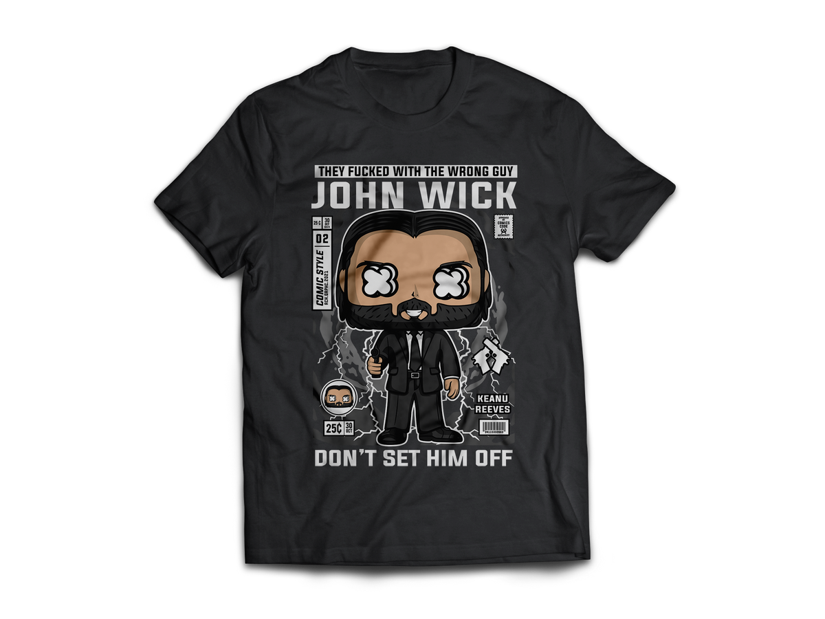 John Wick Keanu Reeves Pop Art Short Sleeve T-Shirt