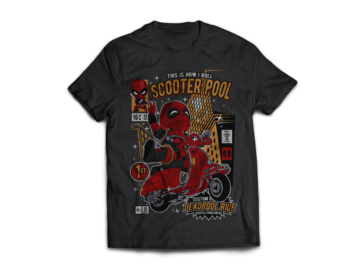 Scooter Pool Pop Art Short Sleeve T-Shirt