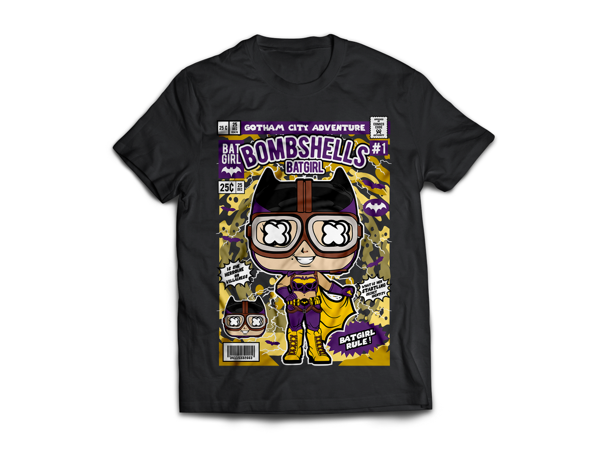 Bat Girl Pop Art Short Sleeve T-Shirt